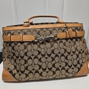 Coach Brown and Tan Signature Bag